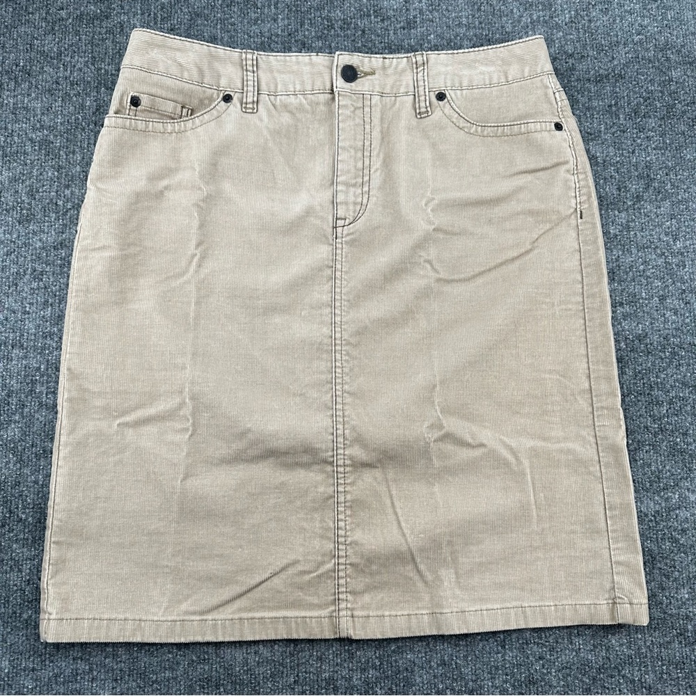 Ll Bean Skirt Womens 10 Corduroy Favorite Fit Tan Pencil Knee Length